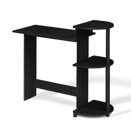 Furinno Furinno 11181AM-BK Compact Computer Desk with Shelves; Americano & Black - 39 x 15.5 x 33.6 in. 11181AM/BK